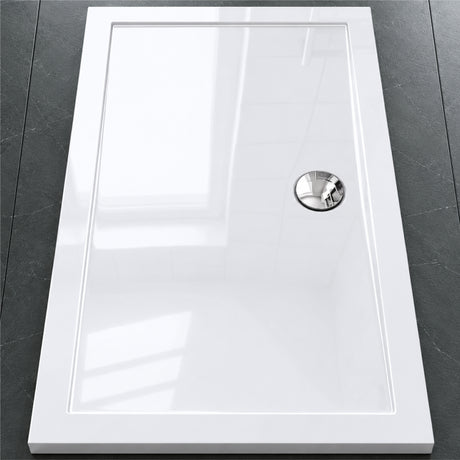 Glasvilla Design – Plato de ducha acrílico rectangular Faro (70–140 cm), montaje a ras de suelo
