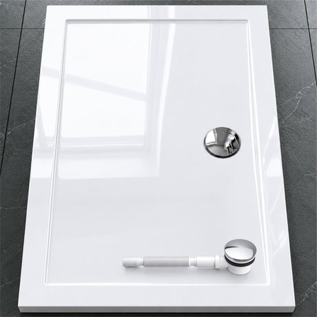 Glasvilla Design – Plato de ducha acrílico rectangular Faro (70–140 cm), montaje a ras de suelo