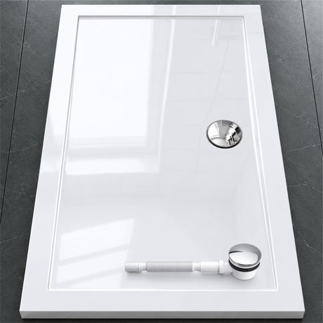 Glasvilla Design – Plato de ducha acrílico rectangular Faro (70–140 cm), montaje a ras de suelo