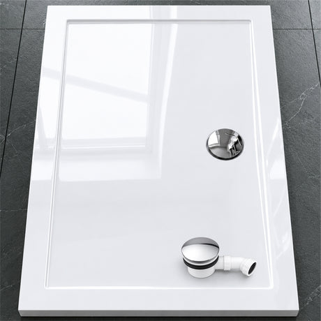 Glasvilla Design – Plato de ducha acrílico rectangular Faro (70–140 cm), montaje a ras de suelo