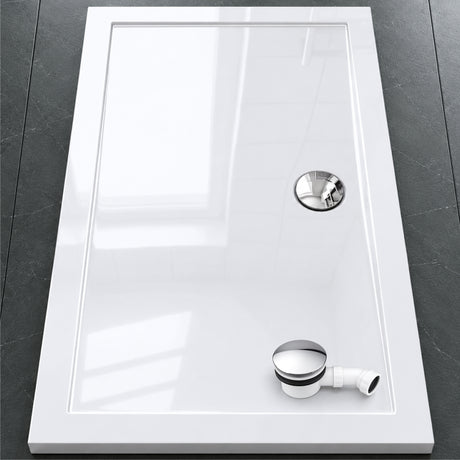 Glasvilla Design – Plato de ducha acrílico rectangular Faro (70–140 cm), montaje a ras de suelo