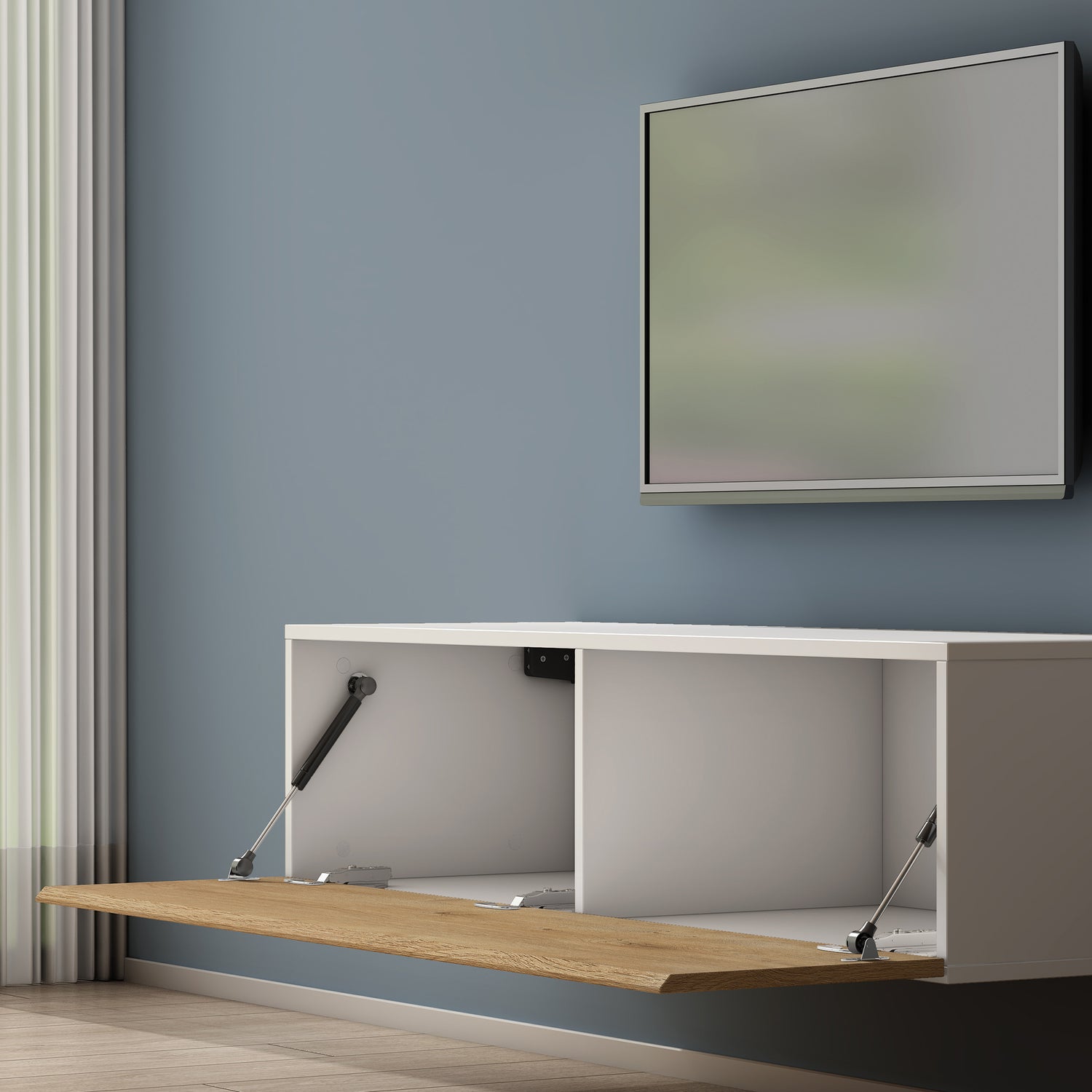 Table TV glasvilla Meuble TV Meuble TV Poignée dissimulée avec fermeture en douceur Meuble mural bas pour salon Meuble TV02