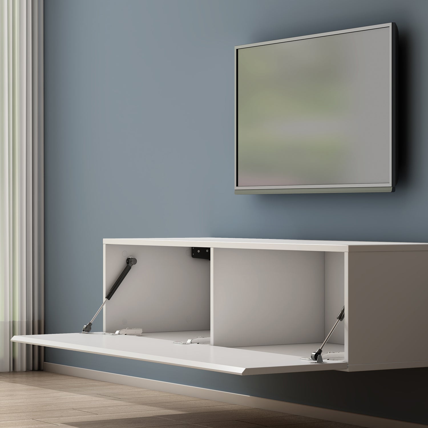 Table TV glasvilla Meuble TV Meuble TV Poignée dissimulée avec fermeture en douceur Meuble mural bas pour salon Meuble TV02