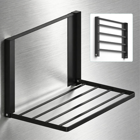 glasvilla Porte-serviettes Porte-serviettes de bain Étagères magnétiques pour machine à laver Étagère pliante Étagère murale sans perçage 41x25cm Étagère multifonctionnelle pour côté réfrigérateur, salle de bain, cuisine Folda-01