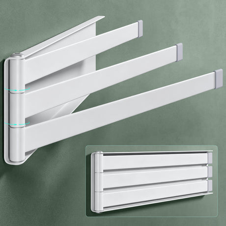 glasvilla Porte-serviettes sans perçage, orientable à 180° avec 3 bras, barre porte-serviettes autocollante ou magnétique, porte-serviettes de bain pour salle de bain et cuisine Folda-02