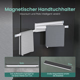 glasvolla Handtuchhalter ohne Bohren, 180° schwenkbar mit 3 Armen, Handtuchstange selbstklebend oder magnetisch, Badetuchhalter für Bad und Küche Folda-02