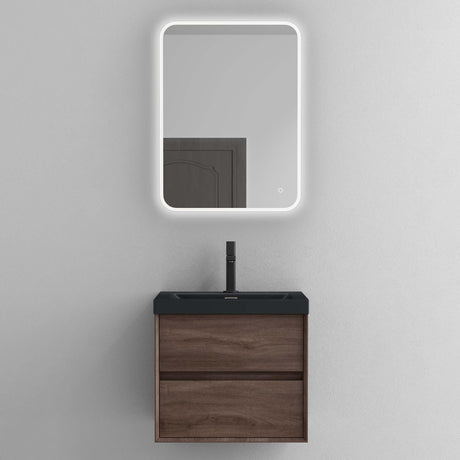 Ensemble de meubles de salle de bain Glasvilla Meuble de salle de bain Meuble sous-vasque 2 tiroirs avec fermeture en douceur avec lavabo en anthracite mat en fonte minérale Rimo