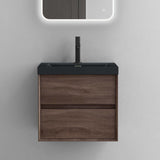 Ensemble de meubles de salle de bain Glasvilla Meuble de salle de bain Meuble sous-vasque 2 tiroirs avec fermeture en douceur avec lavabo en anthracite mat en fonte minérale Rimo