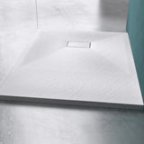 glasvilla Duschtasse Duschwanne Geoma06 flach Mineralgusswanne mit DIN-Anschlüsse für Bodenebene Montage möglich