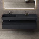 Ensemble de meubles de salle de bain Glasvilla, meuble sous-vasque avec meuble bas 150 x 48 x 25 cm, tiroirs à fermeture amortie et vasque en fonte minérale UP