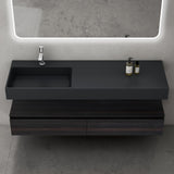 Ensemble de meubles de salle de bain Glasvilla, meuble sous-vasque avec meuble bas 150 x 48 x 25 cm, tiroirs à fermeture amortie et vasque en fonte minérale UP