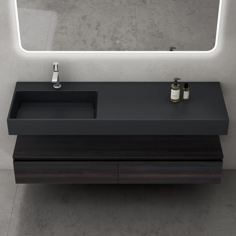 Ensemble de meubles de salle de bain Glasvilla, meuble sous-vasque avec meuble bas 150 x 48 x 25 cm, tiroirs à fermeture amortie et vasque en fonte minérale UP