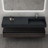 Ensemble de meubles de salle de bain Glasvilla, meuble sous-vasque avec meuble bas 150 x 48 x 25 cm, tiroirs à fermeture amortie et vasque en fonte minérale UP