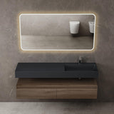 Ensemble de meubles de salle de bain Glasvilla, meuble sous-vasque avec meuble bas 150 x 48 x 25 cm, tiroirs à fermeture amortie et vasque en fonte minérale UP