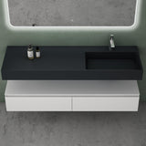 Ensemble de meubles de salle de bain Glasvilla, meuble sous-vasque avec meuble bas 150 x 48 x 25 cm, tiroirs à fermeture amortie et vasque en fonte minérale UP