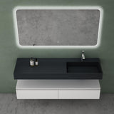 Ensemble de meubles de salle de bain Glasvilla, meuble sous-vasque avec meuble bas 150 x 48 x 25 cm, tiroirs à fermeture amortie et vasque en fonte minérale UP