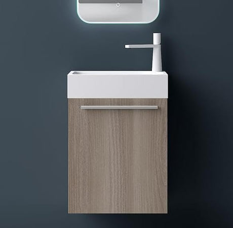 Ensemble de meubles de salle de bain Glasvilla Petit meuble sous-vasque 46 cm Meuble bas avec vasque blanche en fonte minérale pour WC invités Pisa