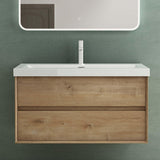 Ensemble de meubles de salle de bain Glasvilla Meuble de salle de bain Meuble sous-vasque 2 tiroirs avec fermeture amortie avec lavabo en blanc en fonte minérale Rimo