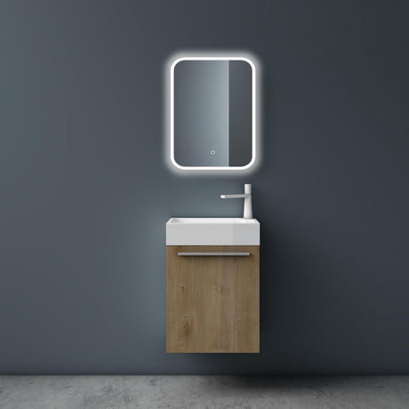 Ensemble de meubles de salle de bain Glasvilla Petit meuble sous-vasque 46 cm Meuble bas avec vasque blanche en fonte minérale pour WC invités Pisa