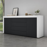 Buffet de rangement Glasvilla LTH : 167x36x70 cm avec 2 armoires et 4 tiroirs commode armoire polyvalente meuble cabinet03