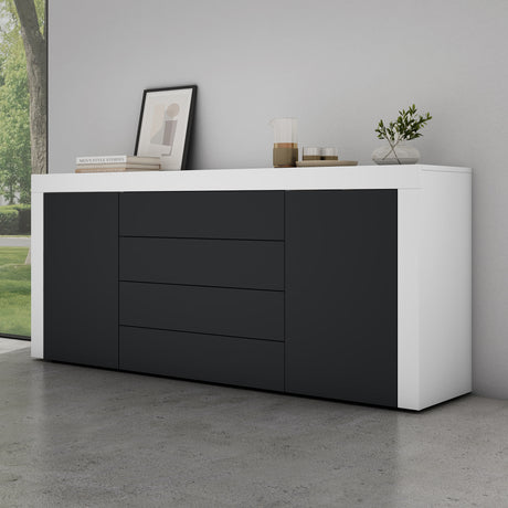 Buffet de rangement Glasvilla LTH : 167x36x70 cm avec 2 armoires et 4 tiroirs commode armoire polyvalente meuble cabinet03