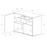 Glasvilla meuble à chaussures commode meuble de rangement avec 2 armoires et 2 tiroirs buffet armoire polyvalente Schrank05