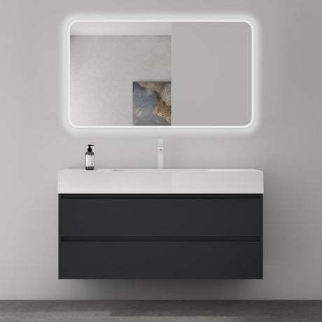 Ensemble de meubles de salle de bain Glasvilla avec meuble sous-vasque 120 x 48 x 63 cm avec 2 tiroirs et vasque profonde