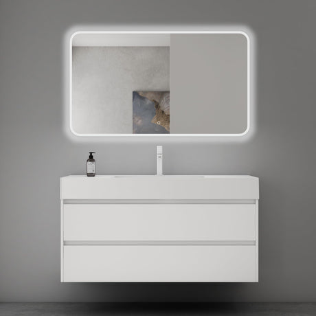 Ensemble de meubles de salle de bain Glasvilla avec meuble sous-vasque 120 x 48 x 63 cm avec 2 tiroirs et vasque profonde