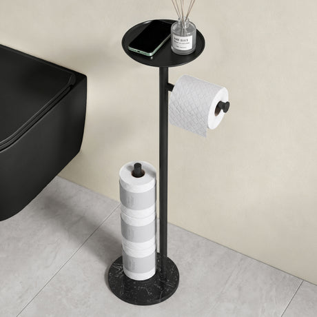 glasvilla Klopapierhalter Stehend, Toilettenpapierhalter  | Edelstahl, Klorollenhalter freistehend, Toilettenpapier Aufbewahrung für 4 Rollen, ohne Bohren, für Badezimmer & WC Lino-06