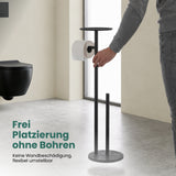 glasvilla Klopapierhalter Stehend, Toilettenpapierhalter  | Edelstahl, Klorollenhalter freistehend, Toilettenpapier Aufbewahrung für 4 Rollen, ohne Bohren, für Badezimmer & WC Lino-06