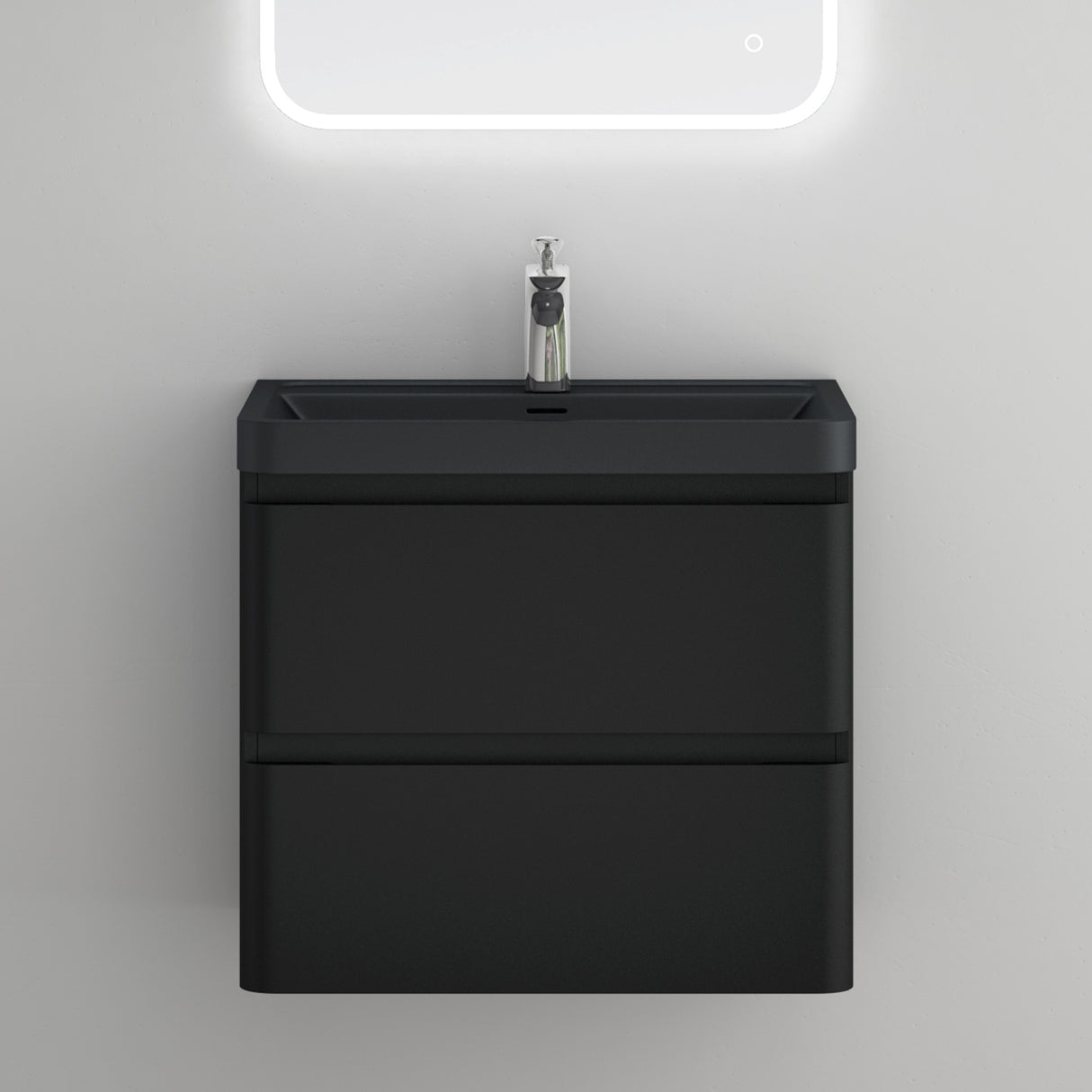 Ensemble de meubles de salle de bain Glasvilla avec meuble sous-vasque et tiroirs à fermeture amortie, y compris lavabo en fonte minérale Lucca 