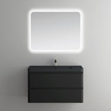 Ensemble de meubles de salle de bain Glasvilla avec meuble sous-vasque et tiroirs à fermeture amortie, y compris lavabo en fonte minérale Lucca 