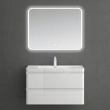 Ensemble de meubles de salle de bain Glasvilla avec meuble sous-vasque et tiroirs à fermeture amortie, y compris lavabo en fonte minérale Lucca 