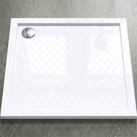 Glasvilla Design – Plato de ducha acrílico antideslizante cuadrado Lucia, montaje a ras de suelo