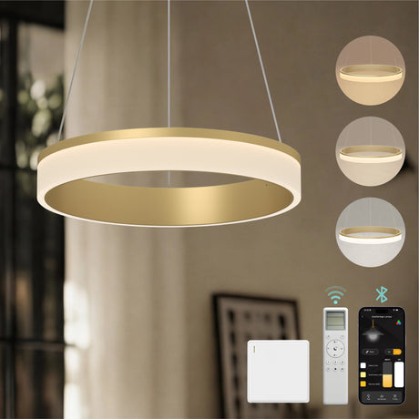 glasvilla Pendelleuchte Esstisch, LED Hängelampe, stufenlos dimmbar 3000K–6000K, höhenverstellbare Esstischlampe mit Fernbedienung & Wandschalter Luvina02