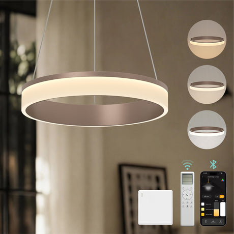 glasvilla Pendelleuchte Esstisch, LED Hängelampe, stufenlos dimmbar 3000K–6000K, höhenverstellbare Esstischlampe mit Fernbedienung & Wandschalter Luvina02