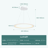 glasvilla Pendelleuchte Esstisch, LED Hängelampe, stufenlos dimmbar 3000K–6000K, höhenverstellbare Esstischlampe mit Fernbedienung & Wandschalter Luvina01
