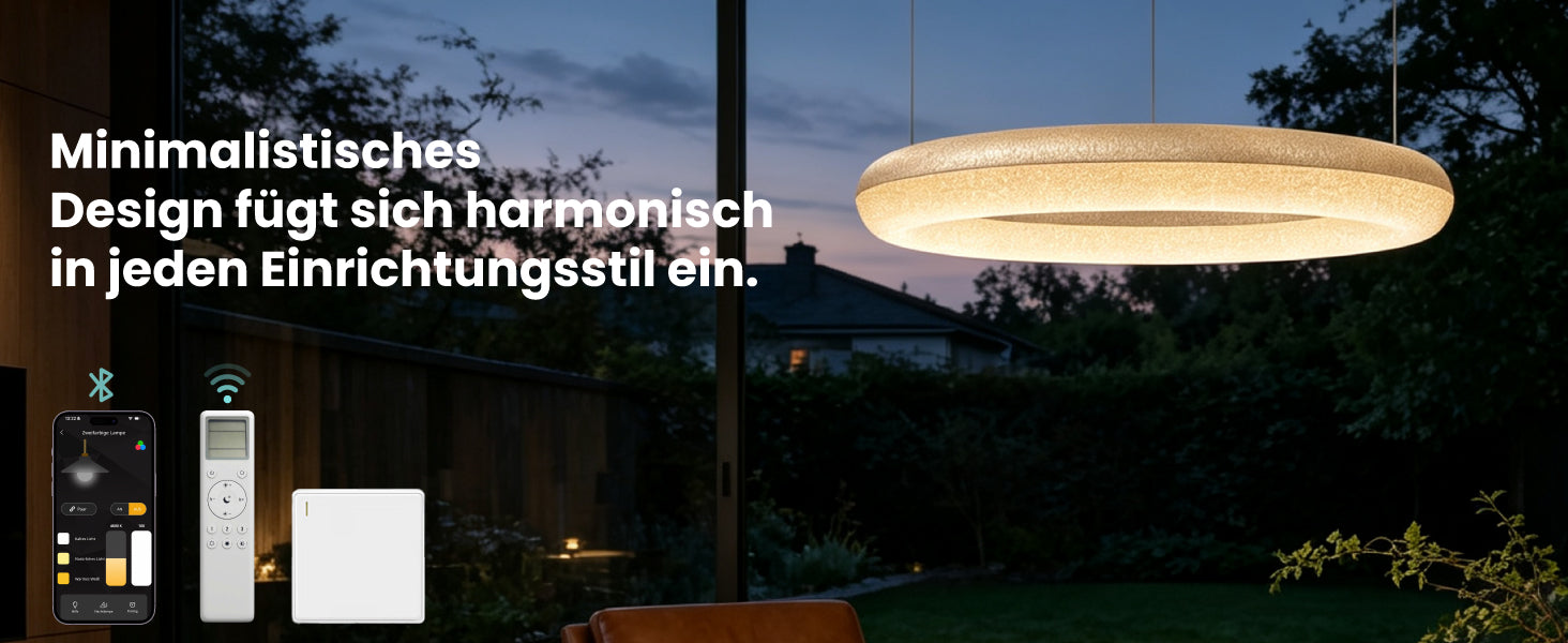 glasvilla Suspension de table à manger, Lampe suspendue LED moderne, intensité réglable en continu 3000K–6000K, lampe de table à manger design réglable en hauteur avec télécommande et interrupteur mural, Luvina03