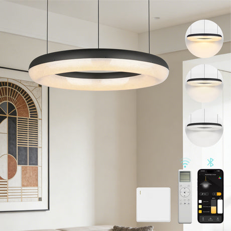 glasvilla Pendelleuchte Esstisch,  LED Moderne Hängelampe, stufenlos dimmbar 3000K–6000K, höhenverstellbare Design  Esstischlampe mit Fernbedienung & Wandschalter, Luvina03