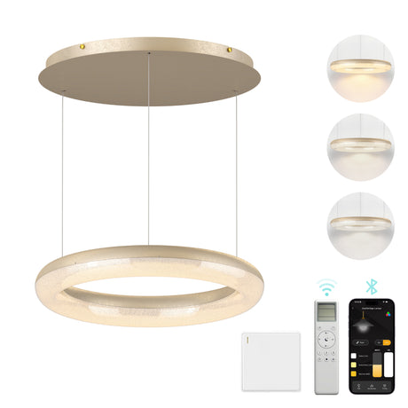 glasvilla Pendelleuchte Esstisch,  LED Moderne Hängelampe, stufenlos dimmbar 3000K–6000K, höhenverstellbare Design  Esstischlampe mit Fernbedienung & Wandschalter, Luvina03