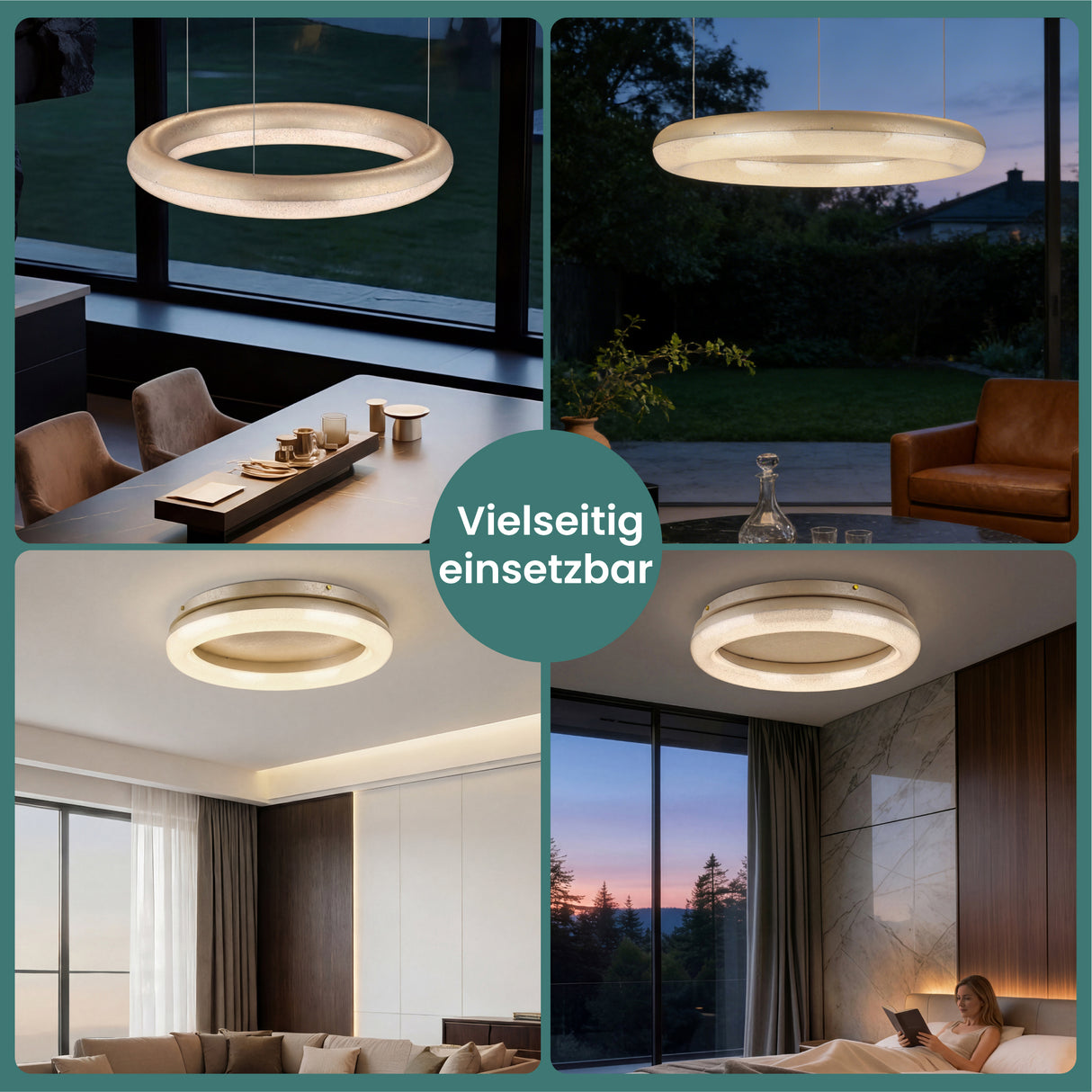 glasvilla Lampadario Sospensione, Lampada 3000-6000K con Filo 170 CM, Altezza Regolabile, Lampada da Soffitto a Sospensione per Camera da Letto, Cucina e Soggiorno, Luvina03