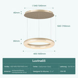 glasvilla Lampadario Sospensione, Lampada 3000-6000K con Filo 170 CM, Altezza Regolabile, Lampada da Soffitto a Sospensione per Camera da Letto, Cucina e Soggiorno, Luvina03