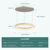 glasvilla Suspension de table à manger, Lampe suspendue LED moderne, intensité réglable en continu 3000K–6000K, lampe de table à manger design réglable en hauteur avec télécommande et interrupteur mural, Luvina03