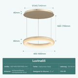 glasvilla Suspension de table à manger, Lampe suspendue LED moderne, intensité réglable en continu 3000K–6000K, lampe de table à manger design réglable en hauteur avec télécommande et interrupteur mural, Luvina03