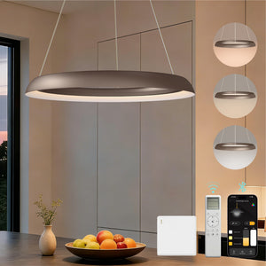 glasvilla Suspension Luminaire de Salle à Manger, Lampe Suspendue LED Moderne, Intensité Variable en Continu 3000K–6000K, Lampe de Table à Manger Design 20W Réglable en Hauteur avec Télécommande & Interrupteur Mural, Luvina04