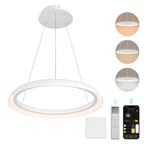 glasvilla Pendelleuchte Esstisch,  LED Moderne Hängelampe, stufenlos dimmbar 3000K–6000K, höhenverstellbare Design 20W Esstischlampe mit Fernbedienung & Wandschalter, Luvina04
