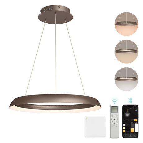 glasvilla Pendelleuchte Esstisch,  LED Moderne Hängelampe, stufenlos dimmbar 3000K–6000K, höhenverstellbare Design 20W Esstischlampe mit Fernbedienung & Wandschalter, Luvina04