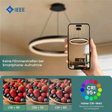 glasvilla Mai & Mai Pendelleuchte Esstisch, LED Moderne Hängelampe, stufenlos dimmbar 3000K–6000K, höhenverstellbare Design Esstischlampe mit Fernbedienung & Wandschalter, Luvina05