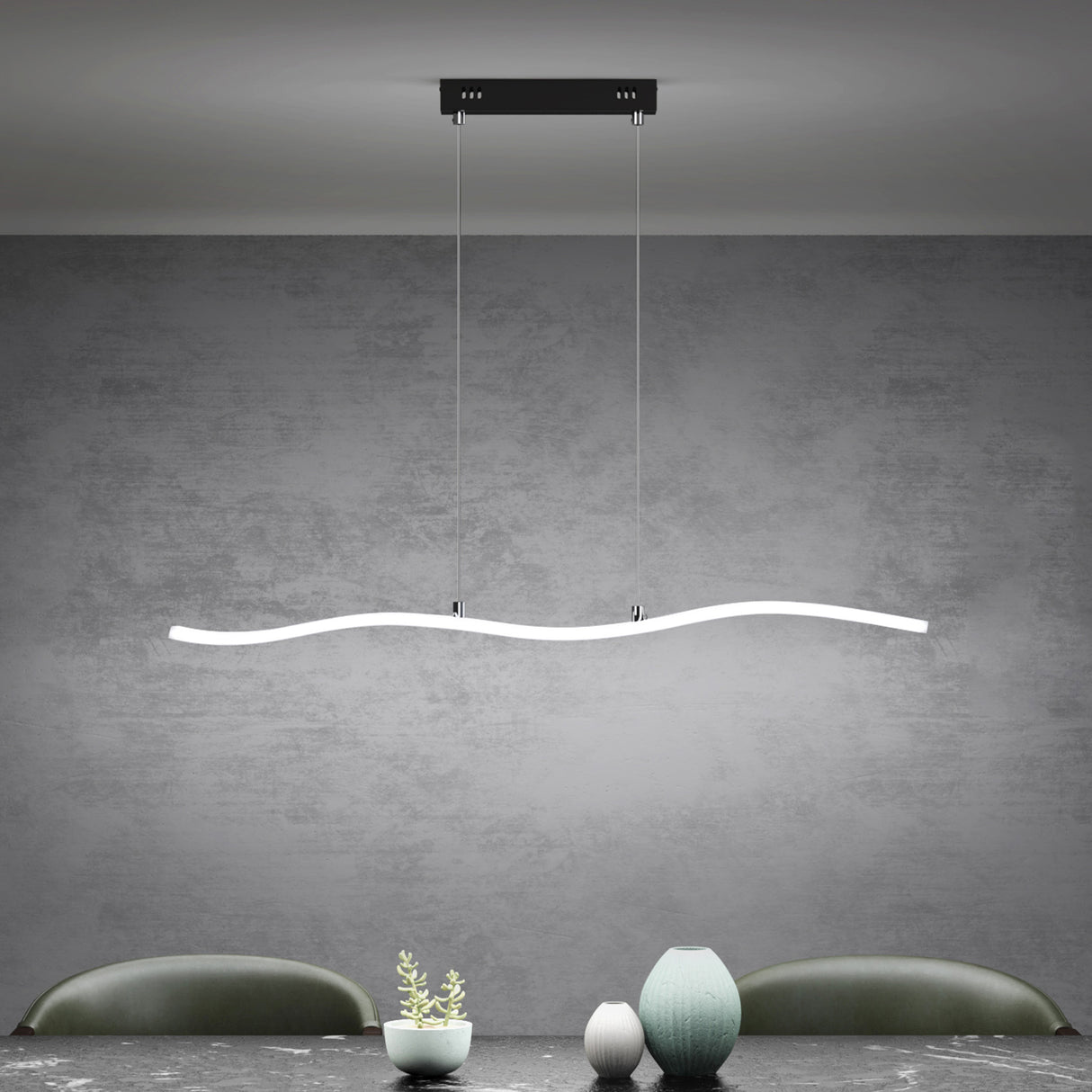 Suspension Glasvilla LED à intensité variable avec télécommande et câble réglable pour salle à manger, salon, chambre à coucher 