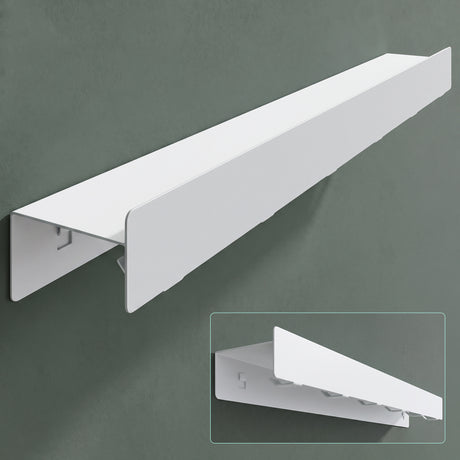 glasvilla Wandgarderobe mit Ablage und 8 Haken, Garderobenleiste mit versteckten Kleiderhaken, Kleiderstange Wandmontage  Stalo-11